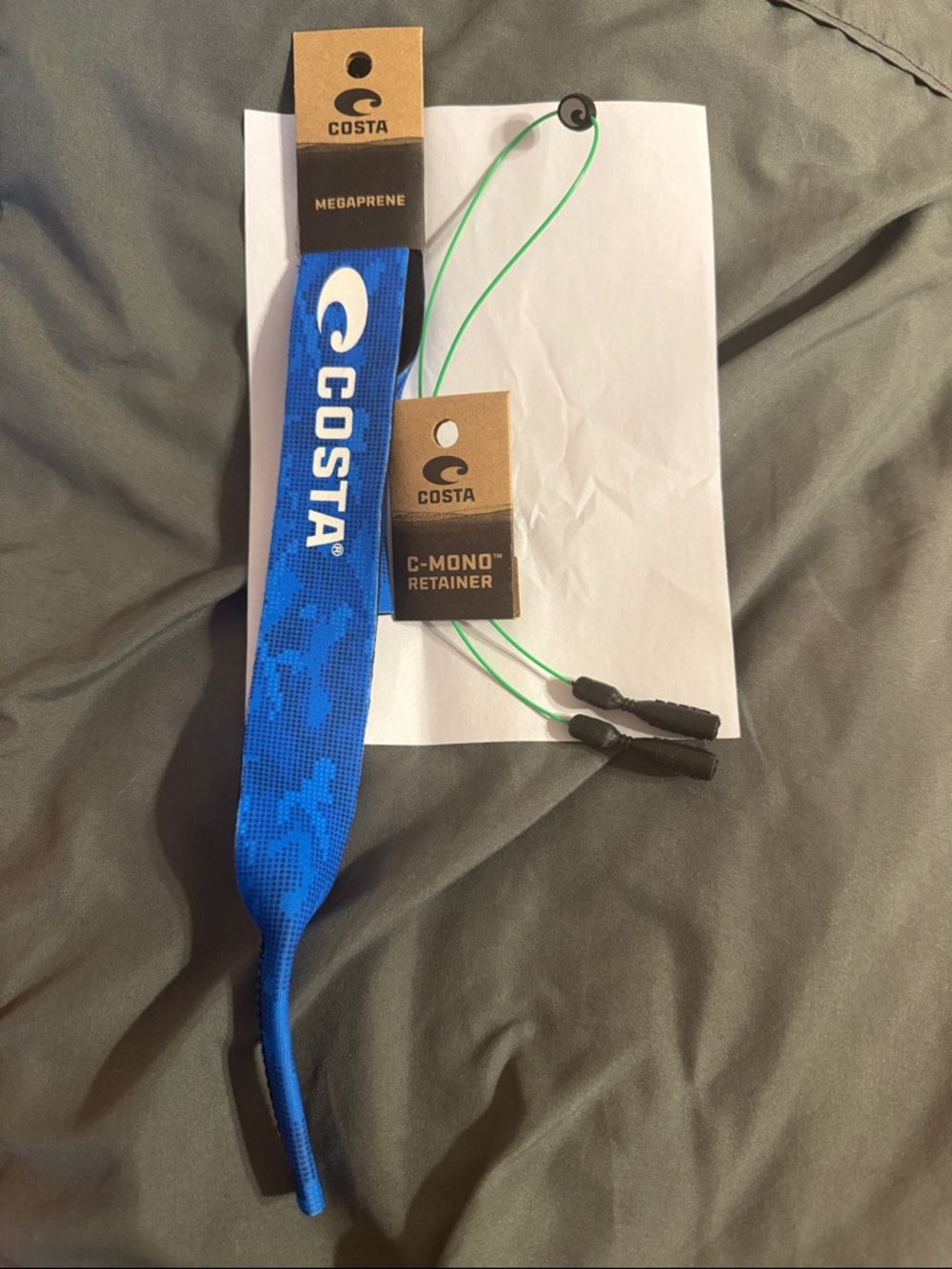 Costa Blue Megaprene Sunglass Retainer with Green Cords